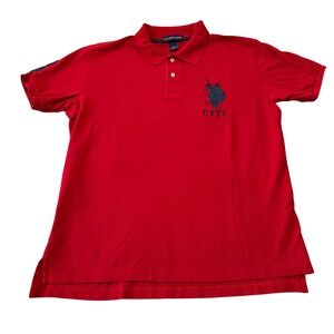 US Polo‎ Association Men's Large Red Shirt Rugby USPA Equestrian Logo 3